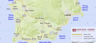 Map of Koh Samui, Thailand.