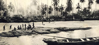 Historical photo of Koh Samui, Thailand coast and inhabitants.