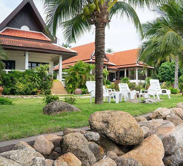 Garden in Phuket with a sea view.