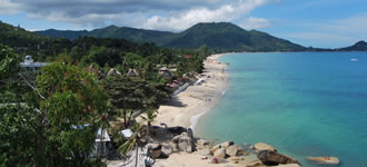 Photo aérienne de la plage de Koh Samui, en Thaïlande.