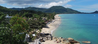 Aerial photo of beach on Koh Samui, Thailand.