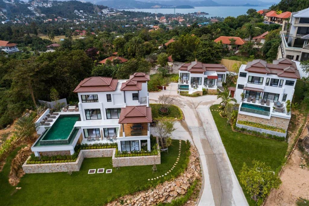 superbe propriété comprenant 3 villas individuelles, koh samui.