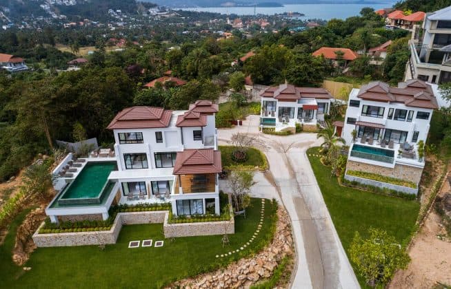 superbe propriété comprenant 3 villas individuelles, koh samui.