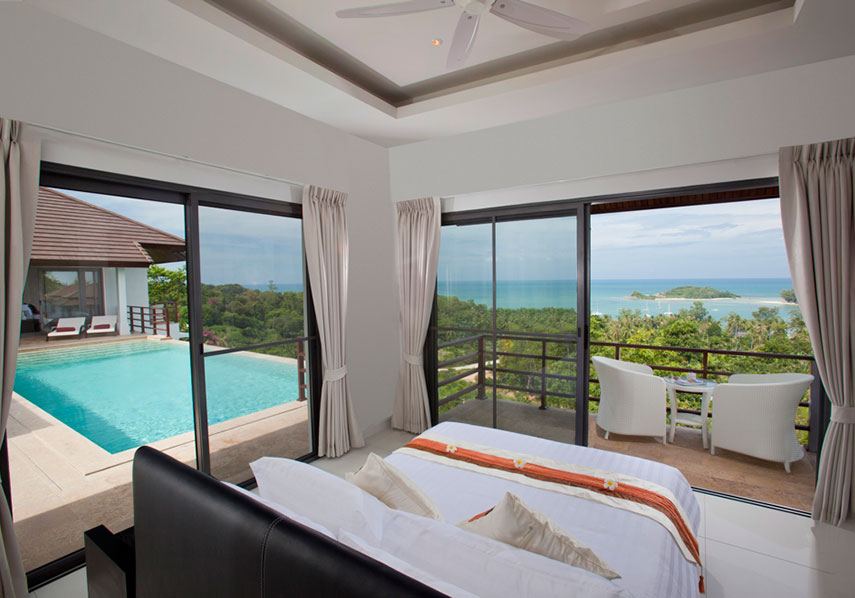 Villa Manadala finished bedroom with sea view.