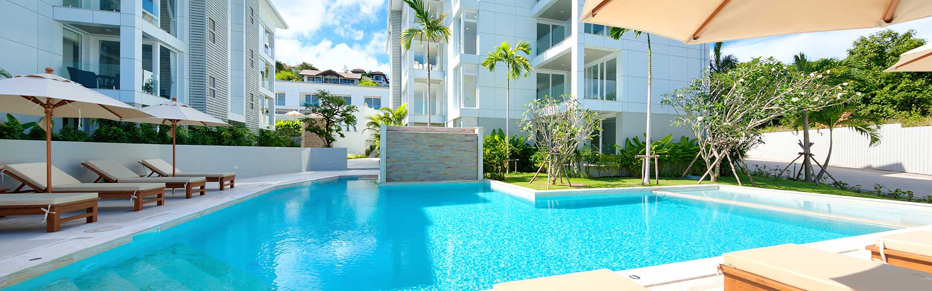 Luxury condominium pool area.