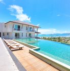 Communal pool with stunning sea views