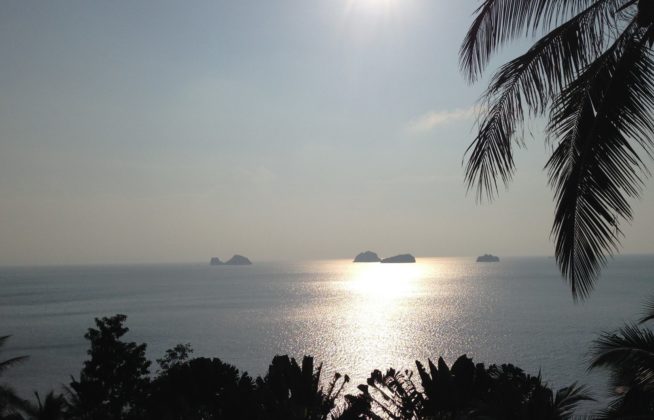 Sunset sea view beach land