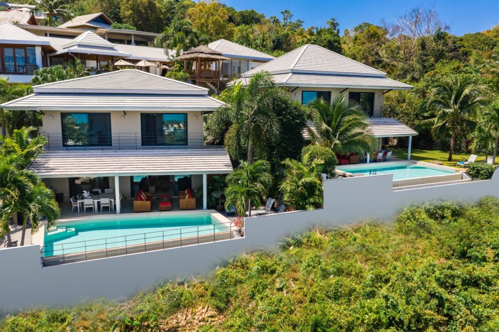 2 villas, 8 bedrooms, sea views koh samui