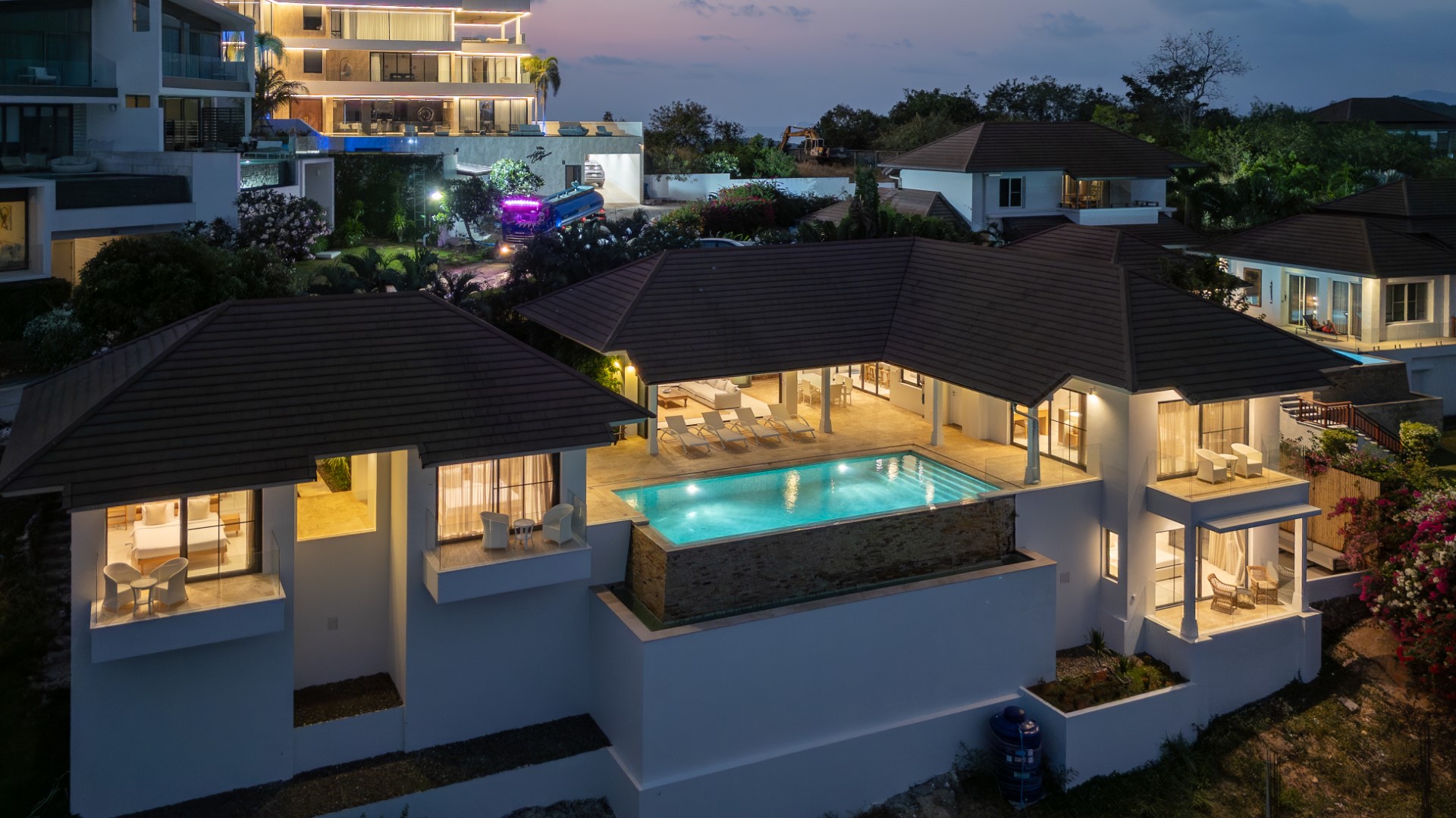4 beds sea view villa choeng mon koh samui