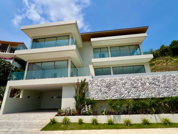 3 bedroom sea view villa with swimming pool, plai laem, koh samui, thailand