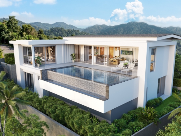 4 bedroom sea view villa with swimming pool, koh Samui, walk to the beach