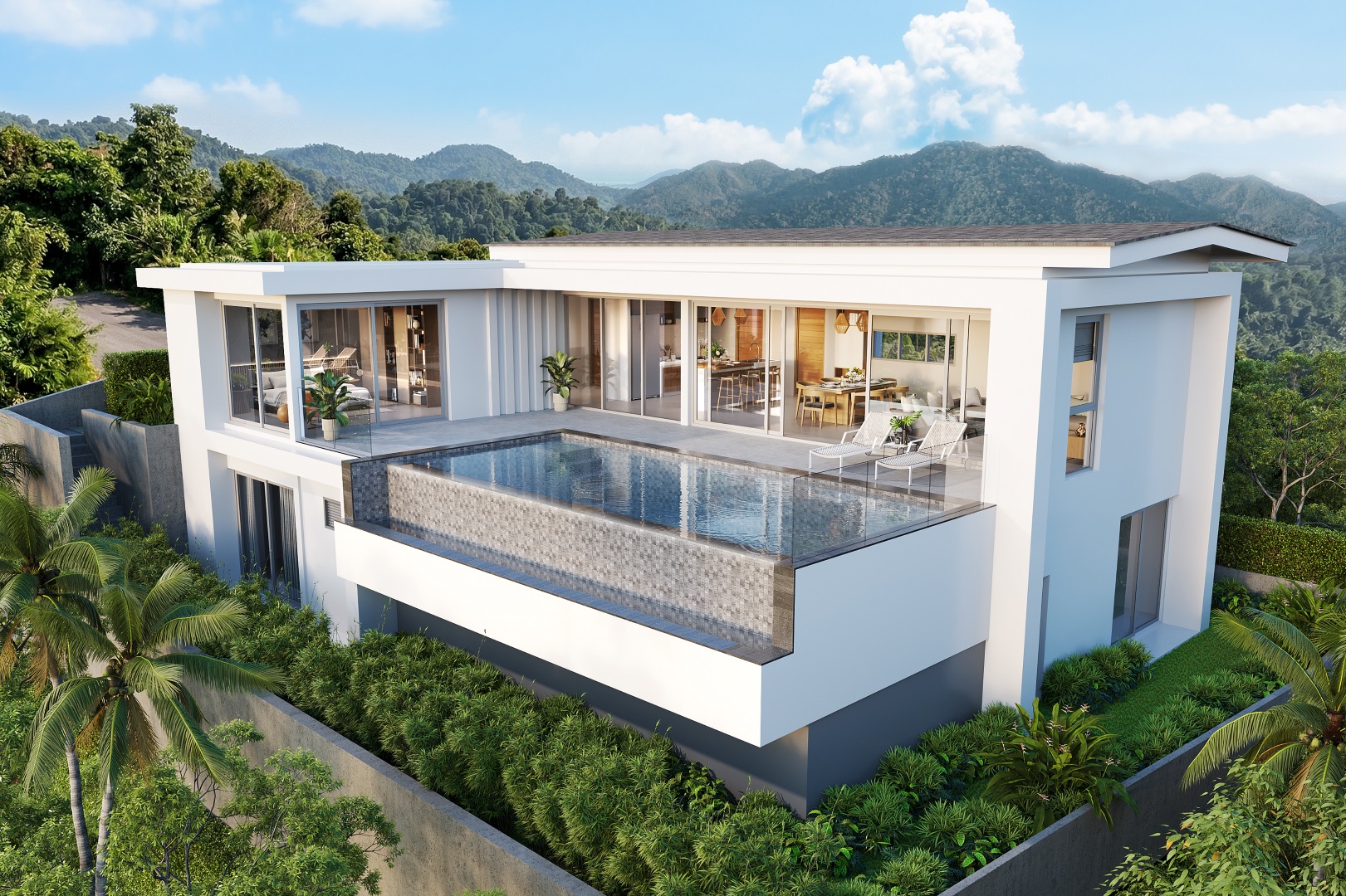 a (Large) 4 bedroom sea view villa with swimming pool, koh Samui, walk to the beach