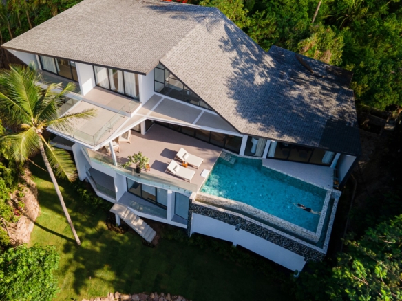 56t bedroom sea view villa, gated community, swimming pool, koh Samui, sea views