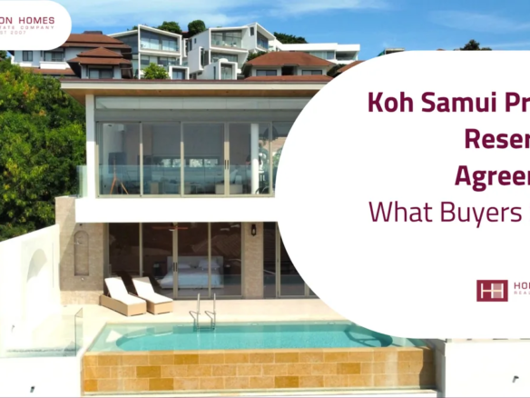 Sea view pool villa in Choeng Mon, Koh Samui, with the post title Koh Samui Property Reservation Agreements: What Buyers Should Check