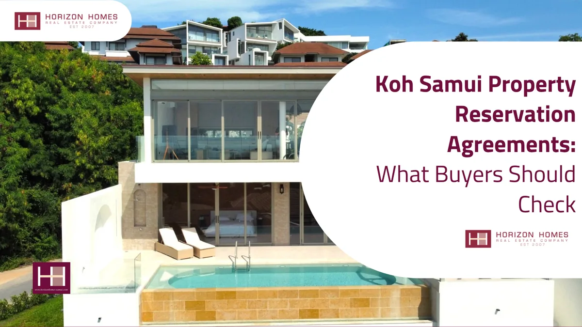 Sea view pool villa in Choeng Mon, Koh Samui, with the post title Koh Samui Property Reservation Agreements: What Buyers Should Check