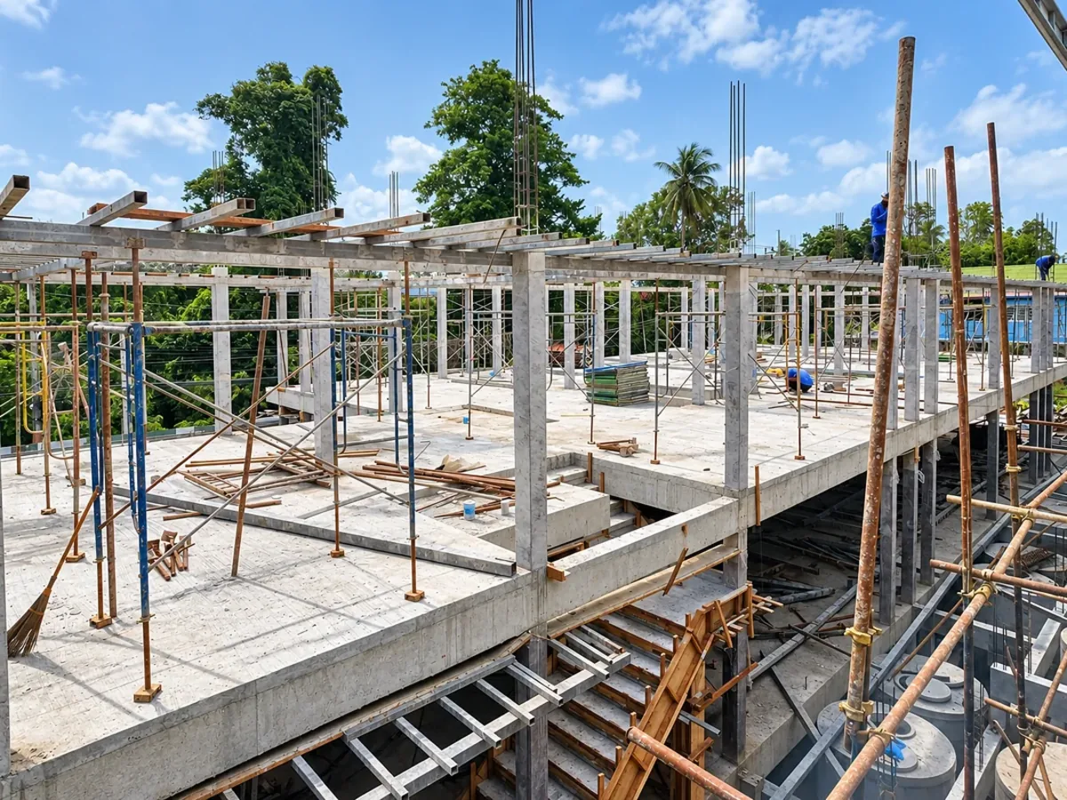 Concrete structure of a villa under construction on Koh Samui